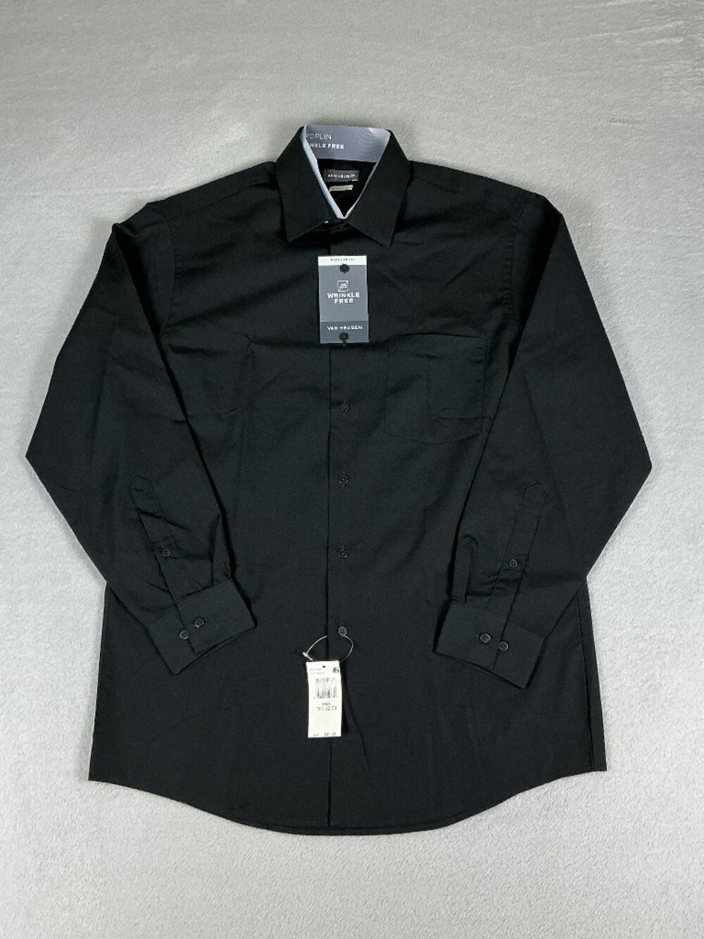Van Hausen Men's Black Dress Shirt Regular Fit Long Sleeve Size M (32/33) NWT
